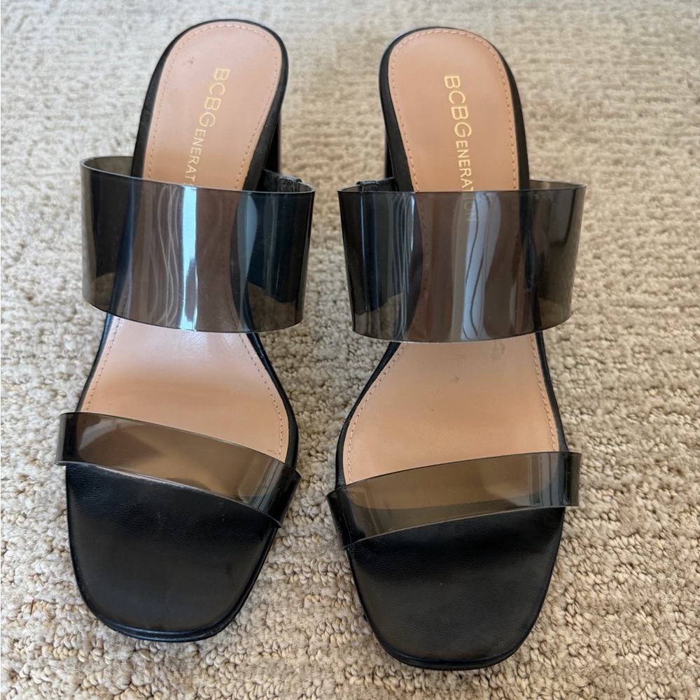 Bcbgeneration Black Transparent Strap Mules - image 1